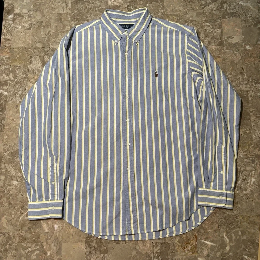 Polo Ralph Lauren Shirt Mens XL Classic Blue Oxford Long Sleeve Button OCBD